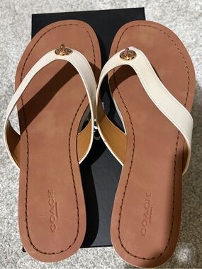 COACH Women's Shelly Semi Matte Thong Sandal